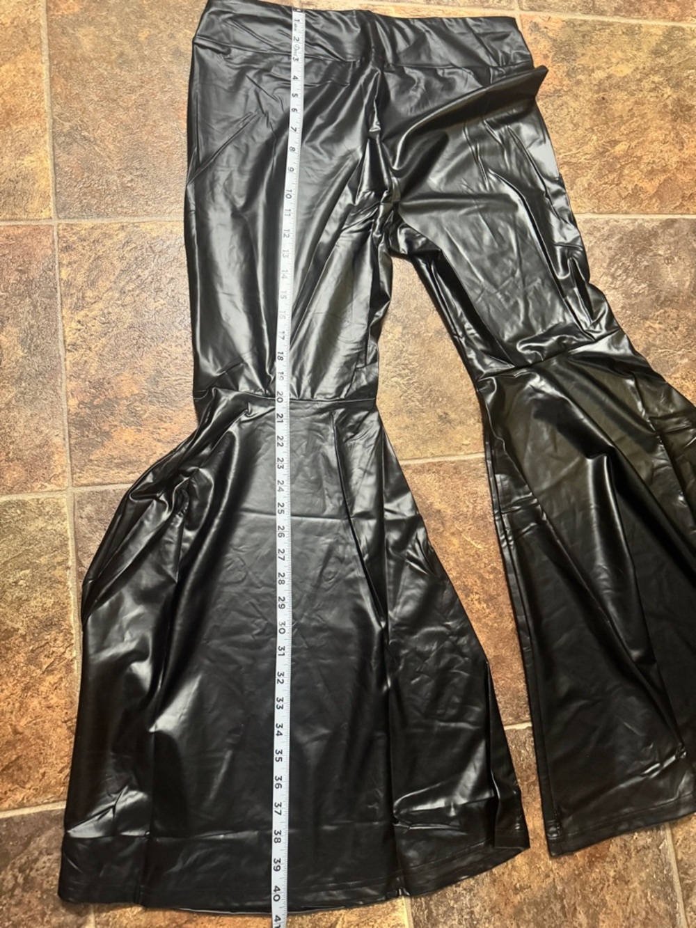 Leather leggings flare pants size XL - Picture 8 of 10